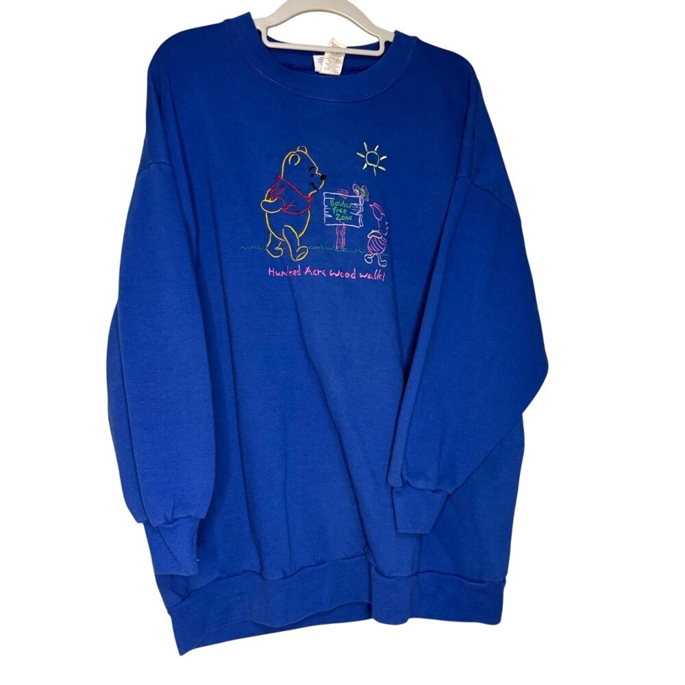 Rare Vintage Winnie The Pooh Hundred Acre Wood 90s blue crewneck sweatshirt‎